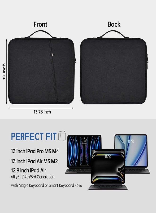 كايسباي جراب iPad Pro مقاس 12.9-13 بوصة، جراب سفر مبطن لحمل iPad Pro مقاس 13 بوصة M5 M4 و iPad Air مقاس 13 بوصة M2 M3 (2025) مع لوحة مفاتيح Magic Keyboard، غطاء حقيبة iPad ناعم مقاوم للماء والصدمات مع جيب للملحقات - أسود - Image 2