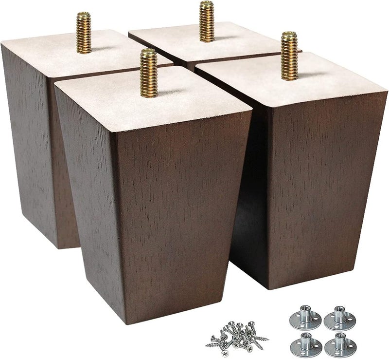 AORYVIC Wood Legs for Furniture 4 inch Sofa Legs Square Bed Legs Pack of 4 - Image 1
