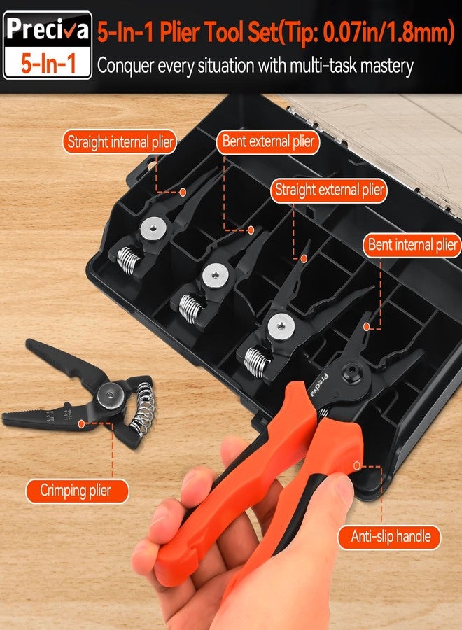 Preciva Snap Ring Pliers Set - Internal/External Circlip Pliers with 4 Pcs Straight/Bent Jaws, Heavy Duty Retaining Ring Pliers for Bearing Installation and Removal - Image 2