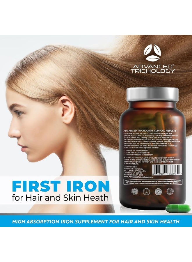 Advanced Trichology Derma-Iron Supplement for Women and Men - Iron blood builder pills for hair and skin with Collagen and natural Vitamin C, low iron and ferritin, thinning hair, hair loss support - Image 4