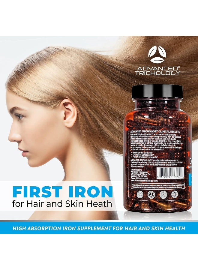 Advanced Trichology Derma-Iron Supplement for Women and Men - Iron blood builder pills for hair and skin with Collagen and natural Vitamin C, low iron and ferritin, thinning hair, hair loss support - Image 3
