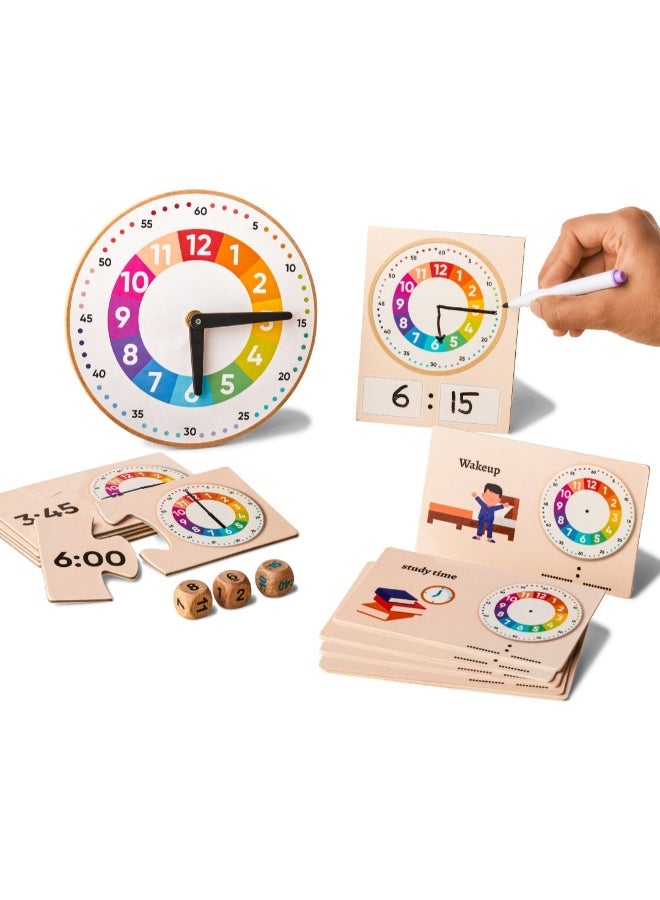 Curious Cub ساعة تعليمية للأطفال - ألعاب تعليمية لسن 5 سنوات فما فوق، مجموعة أنشطة ممتعة لتعليم الأطفال الوقت، مناسبة للأولاد والبنات، وألعاب تعليمية للوحات تساعد في التعلم، هدية مثالية لأعياد الميلاد - Image 1