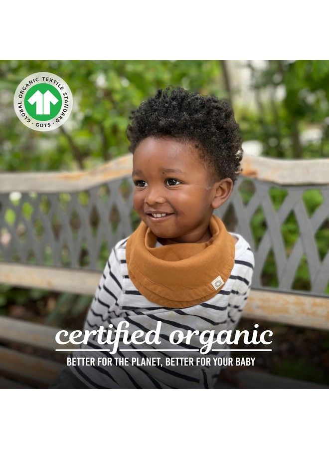 Kishu Baby Indi Gots Organic Infinity Scarf Bib Set 4 Way Reversible 8 Layer Muslin Drool Bibs (Teal Cool Gray Caramel) - Image 3