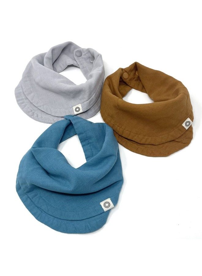 Kishu Baby Indi Gots Organic Infinity Scarf Bib Set 4 Way Reversible 8 Layer Muslin Drool Bibs (Teal Cool Gray Caramel) - Image 2