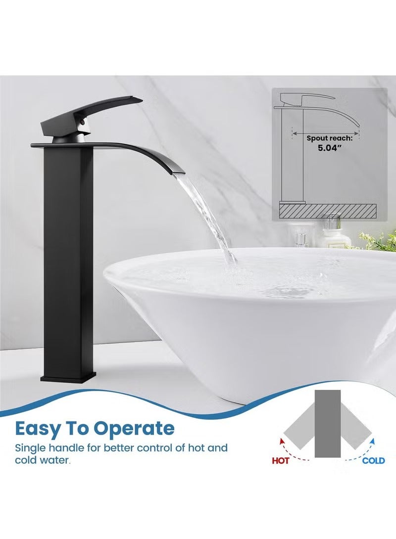 Bathroom Basin Faucet Waterfall Deck Mounted Cold and Hot Water Mixer Basin Faucet Bathroom Sink Deck High Faucet - Image 4