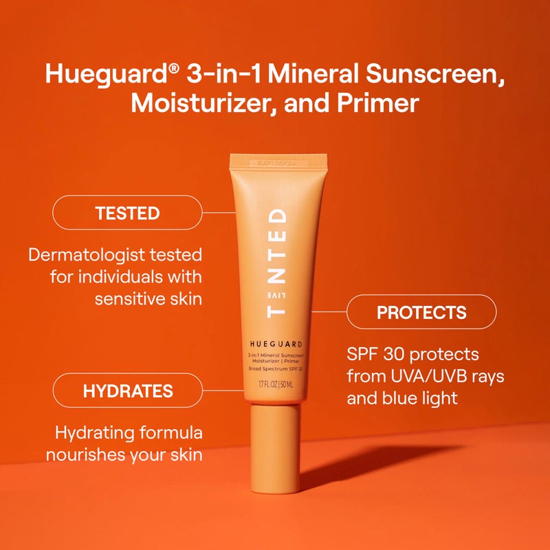 Live Tinted HueguardÂ® 3-in-1 Mineral Sunscreen, Moisturizer, & Primer for Face and Body - Hydrate and Protect the Skin Year Round - SPF 30 to Protect Against UVA/UVB Rays, 1.7 Fl Oz - Image 2