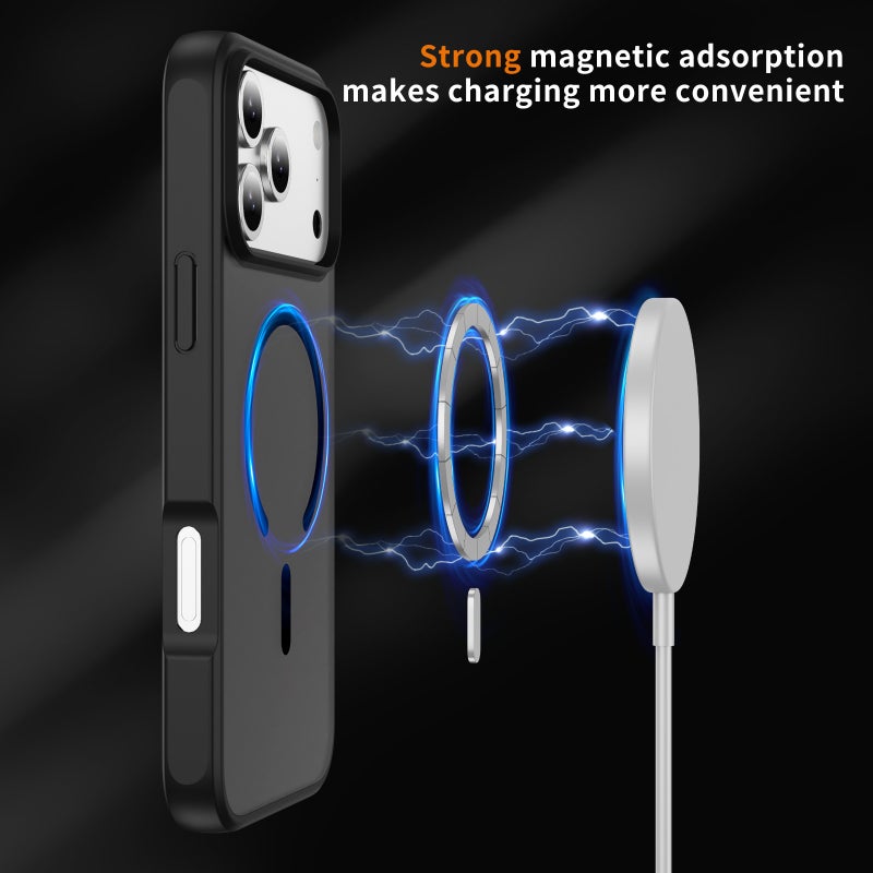 iPhone 17 pro Case MagSafe, Slim Shockproof Protective Case, Anti-Fingerprint Frosted Back, Soft TPU Bumper with Raised Camera & Screen Bezels, Wireless Charging Compatible - Image 3