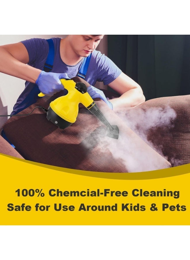 Healife Handheld Steam Cleaner, Multipurpose Portable Kitchen Steamer Shot with 8 Multi-Surface Cleaning Attachment Tools for Tiles, Sink, Countertop, Car Seats, Floor, Window, Easy to Press Trigger (Yellow) - Image 4