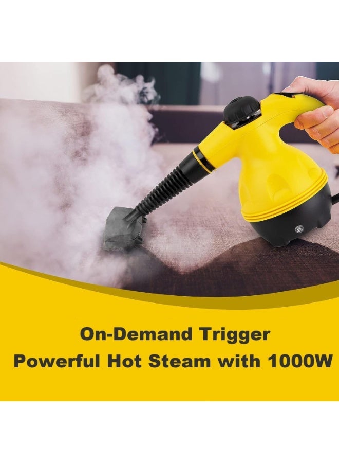 Healife Handheld Steam Cleaner, Multipurpose Portable Kitchen Steamer Shot with 8 Multi-Surface Cleaning Attachment Tools for Tiles, Sink, Countertop, Car Seats, Floor, Window, Easy to Press Trigger (Yellow) - Image 3