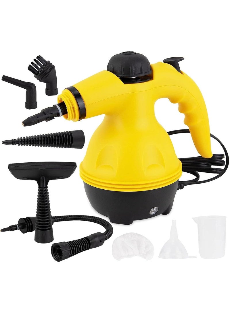 Healife Handheld Steam Cleaner, Multipurpose Portable Kitchen Steamer Shot with 8 Multi-Surface Cleaning Attachment Tools for Tiles, Sink, Countertop, Car Seats, Floor, Window, Easy to Press Trigger (Yellow) - Image 1