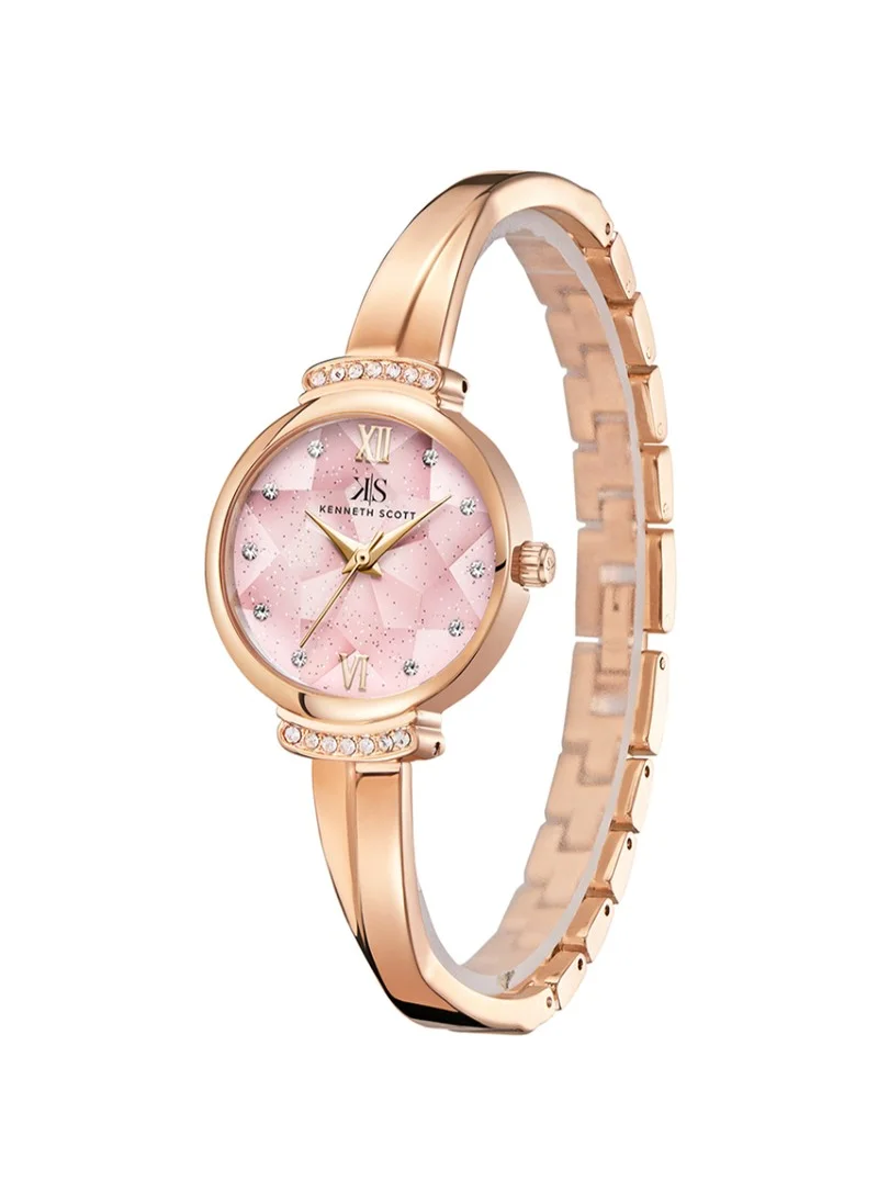 KENNETH SCOTT Kenneth Scott K22522-RBKP Women's Analog Display Watch & Alloy Strap Rose Gold