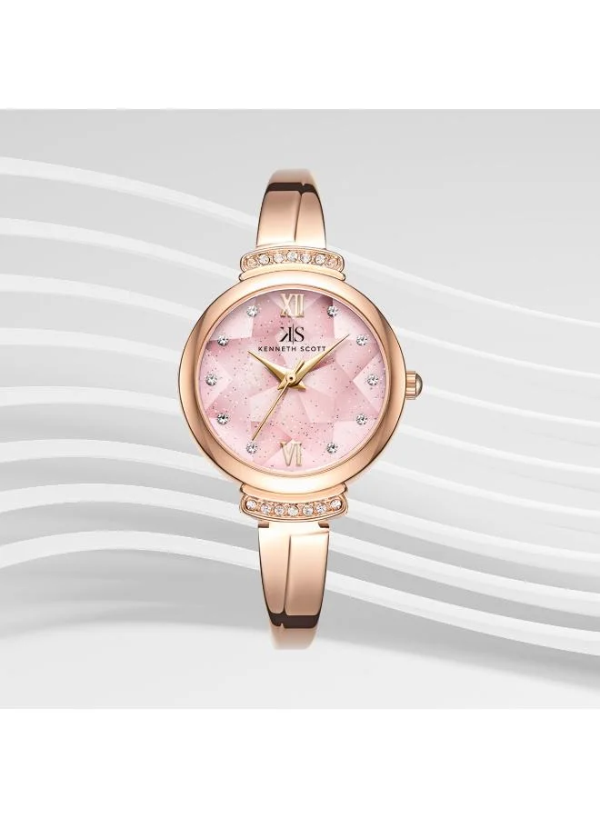KENNETH SCOTT Kenneth Scott K22522-RBKP Women's Analog Display Watch & Alloy Strap Rose Gold