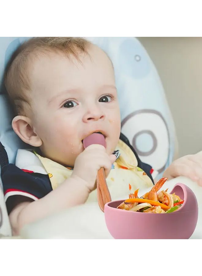Baby Silicone Bowl Spoon Fork Feeding Set With Suction Blue Self Weaning Utensils For First Stage Babies Toddlers Christmas Thanksgiving Gift - Image 3