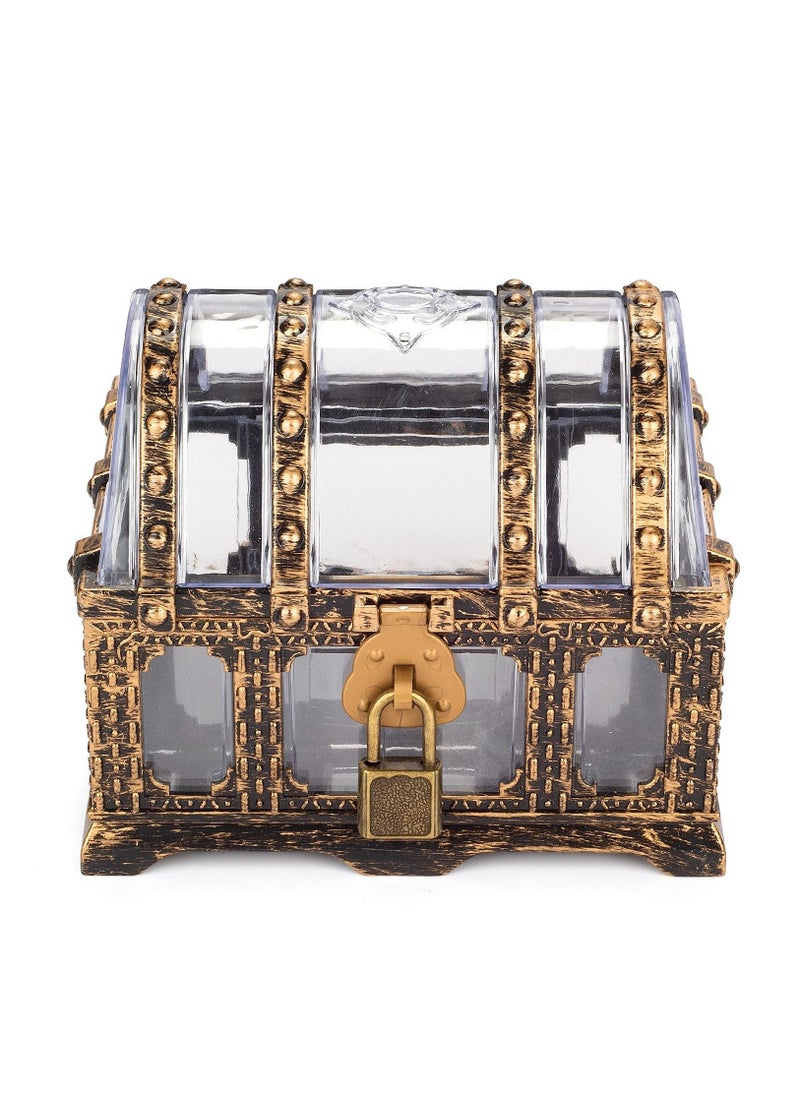 Generic - Transparent Antique Treasure Chest for Kids Plastic Pirate Storage and Decorative Box with Lock - Image 1