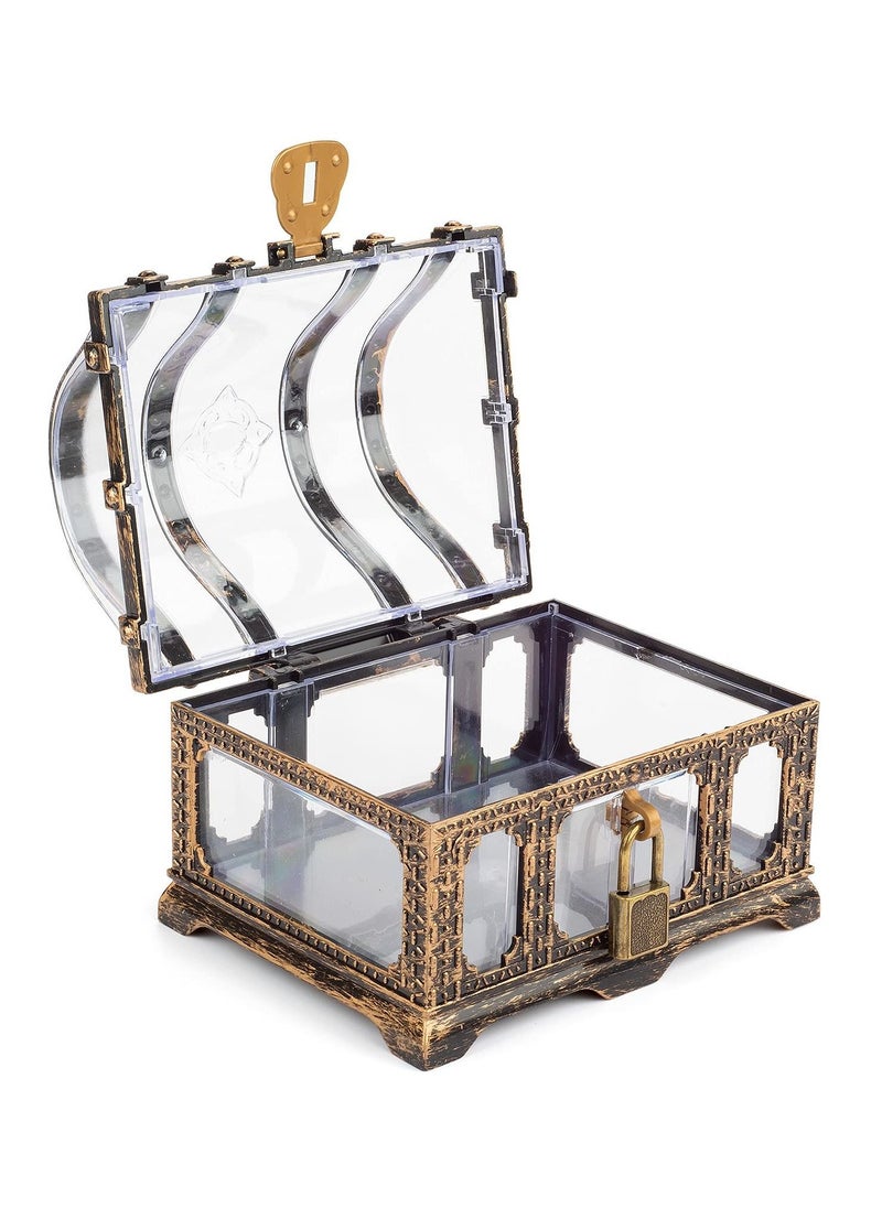 Generic - Transparent Antique Treasure Chest for Kids Plastic Pirate Storage and Decorative Box with Lock - Image 1