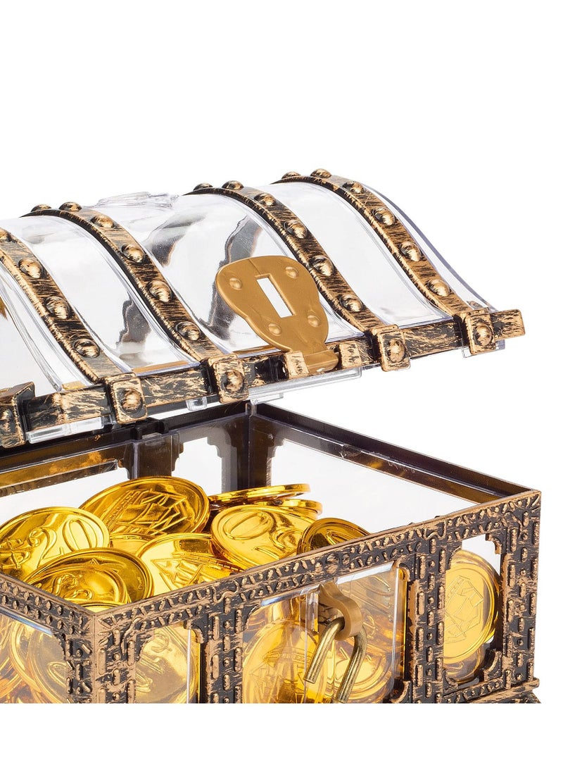 Generic - Transparent Antique Treasure Chest for Kids Plastic Pirate Storage and Decorative Box with Lock - Image 1