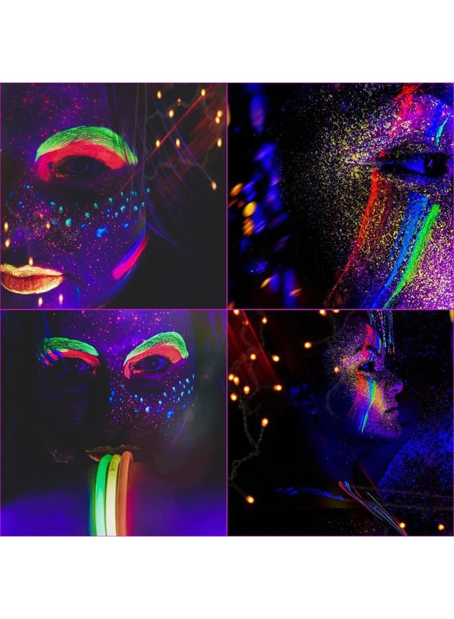 Bowitzki UV Neon Face and Body Paint 8 x 30ml /1 oz Liquid Large Kit Black Light Glow in the Dark Makeup Set Fluorescent Painting for Adults Music Festivals Party Halloween Christmas - Image 4