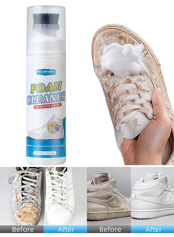 WILLIAM WEIR 100ML Foam Shoe Cleaner For Non-Washing Decontamination And Whitening Of Sports Shoe Sneakers White Shoes Microfiber Shoe And Cloth Shoes Cleaning - Image 1