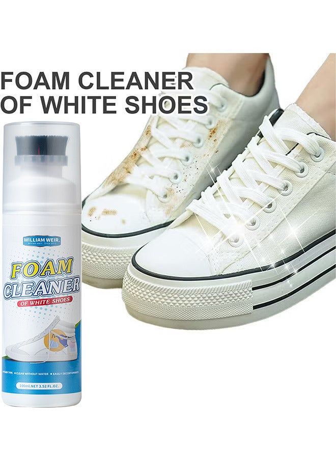 WILLIAM WEIR 100ML Foam Shoe Cleaner For Non-Washing Decontamination And Whitening Of Sports Shoe Sneakers White Shoes Microfiber Shoe And Cloth Shoes Cleaning - Image 3