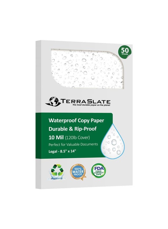 TerraSlate Paper 10 MIL 8.5" x 14" Waterproof Laser Printer/Copy Paper 50 Sheets - Image 1