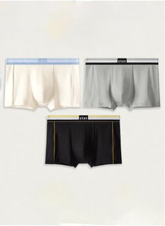 Set of 3 Men's Cotton Modal Boxer Shorts Breathable Soft Medium Waist Teenager Underwear Summer High Stretch Seamless Briefs Multicolour