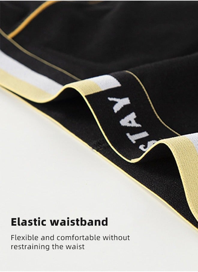 NIBEMINENT - Set of 3 Men's Cotton Modal Boxer Shorts Breathable Soft Medium Waist Teenager Underwear Summer High Stretch Seamless Briefs Multicolour - Image 1