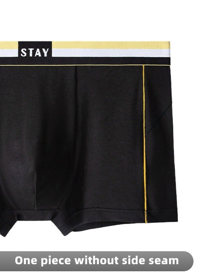 NIBEMINENT - Set of 3 Men's Cotton Modal Boxer Shorts Breathable Soft Medium Waist Teenager Underwear Summer High Stretch Seamless Briefs Multicolour - Image 1