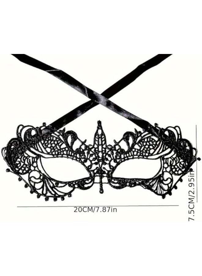 ماى سوق قناع وجه دانتيل عصري (Fashion Facemask) بتصميم فينيسي للحفلات - أسود - Image 3