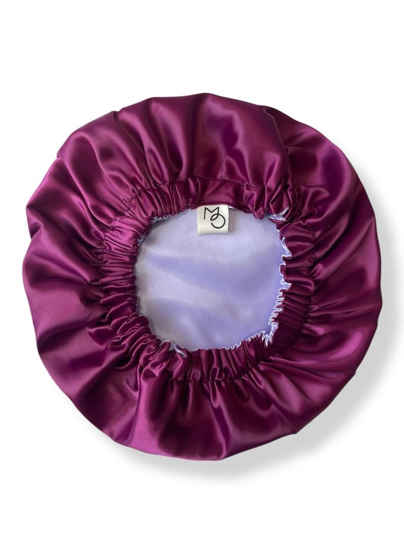 MO Satin Bonnet (Burgundy-Lavender)