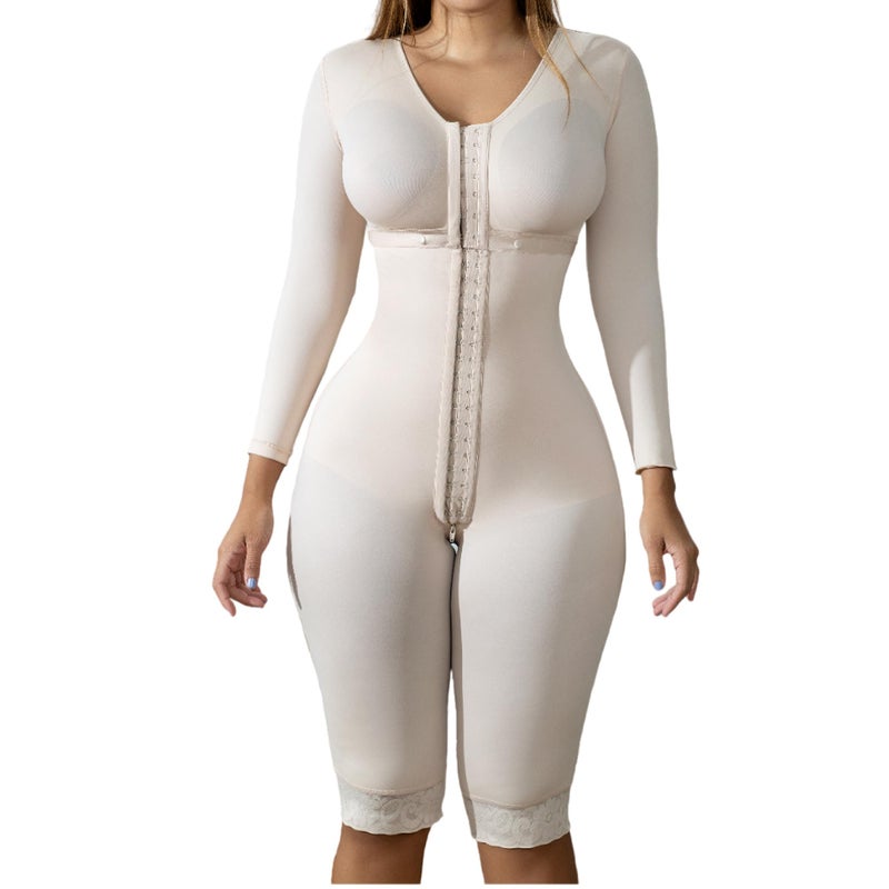 Stage 1 Post Surgery Colombian Faja Bodyshaper for Surgical Recovery BBL Lipo360 Tummytucks Faja Reductora Sleeves Bra White 3X Large