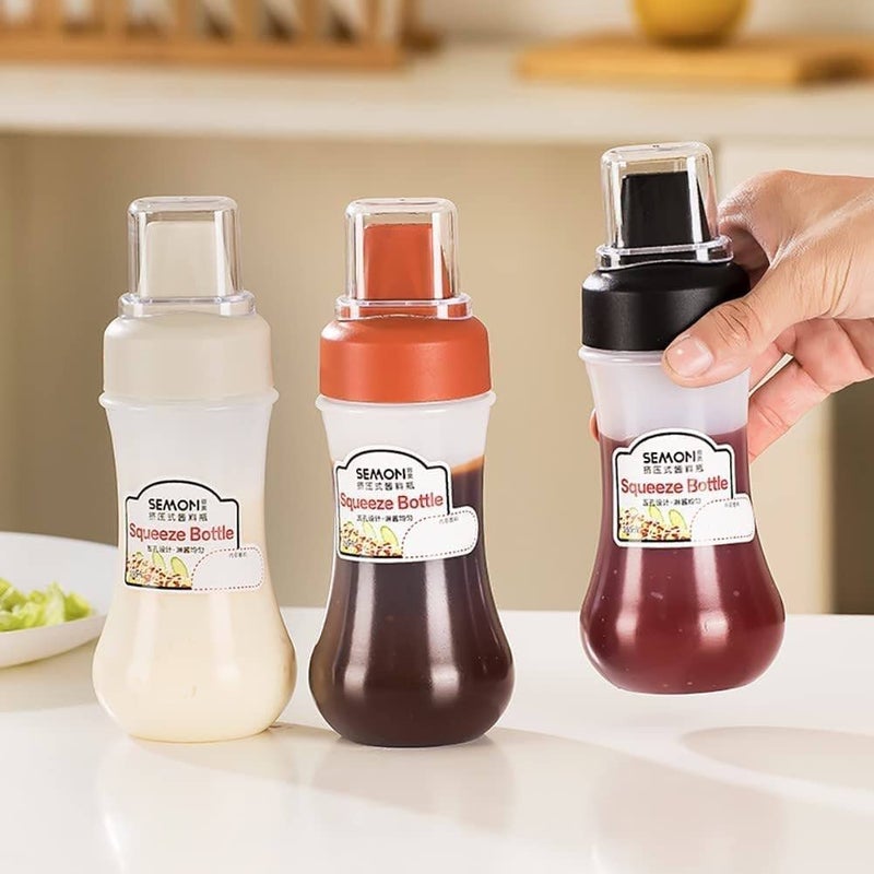 CYOFQD Porous Squeeze Bottle Condiment Bottles Hot Sauce Dispenser Refillable Five Hole Container with Lid Squirt Bottle Sauce Dispenser Ketchup Bottle Multipurpose Kitchen Tools Set of 3 - Image 3
