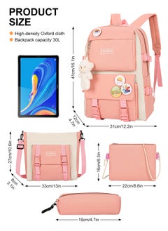 URbazaar Kawaii Backpack with Kawaii Pendants and Pins Accessories 4Pcs Set Cute Kawaii Rucksack for Teen Girls School Bag, Pink, 16.7x12.2x4.7in, Rucksack Backpacks  - Image 2