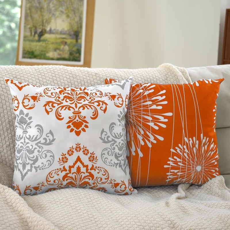 Coliuso Decorative Throw Pillow Covers 20x20 inch Set of 4,Orange and White Modern Simple Square Pillow Case Cushion Cover for Sofa Couch Farmhouse Outdoor Living Room - Image 5