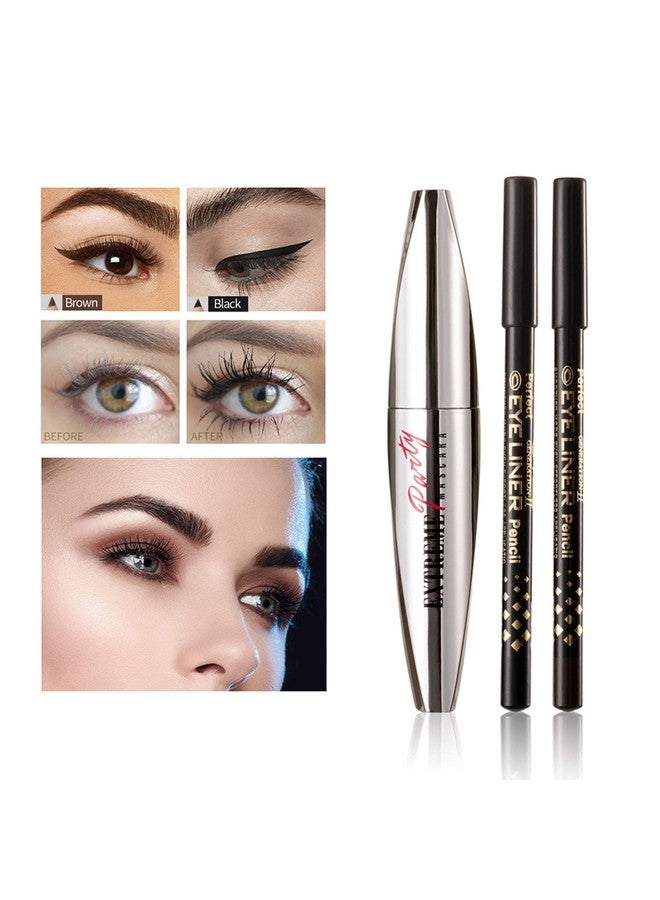 Wismee Wismee Mascara Eye Liner Eye Makeup Set Waterproof Liquid Eye Liner Stamp Mascara Black volume and length Eyelash Quick Drying Long Lasting Eye liner Pencil Cosmetic Kit with Sharpener for Women Girls - Image 4