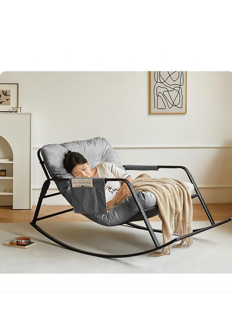 Cool Baby COOLBABY Oversized Rocking Chair Casual Side Armchair Comfortable Lunch Break Chair Thick Technical Cloth Cushion Steel Legs Suitable for Living Room Bedroom and Balcony  - Image 1