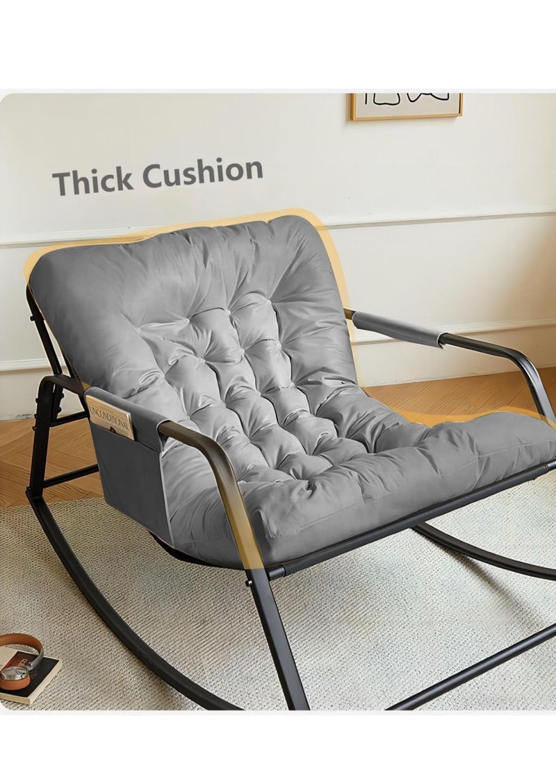 Cool Baby COOLBABY Oversized Rocking Chair Casual Side Armchair Comfortable Lunch Break Chair Thick Technical Cloth Cushion Steel Legs Suitable for Living Room Bedroom and Balcony  - Image 3