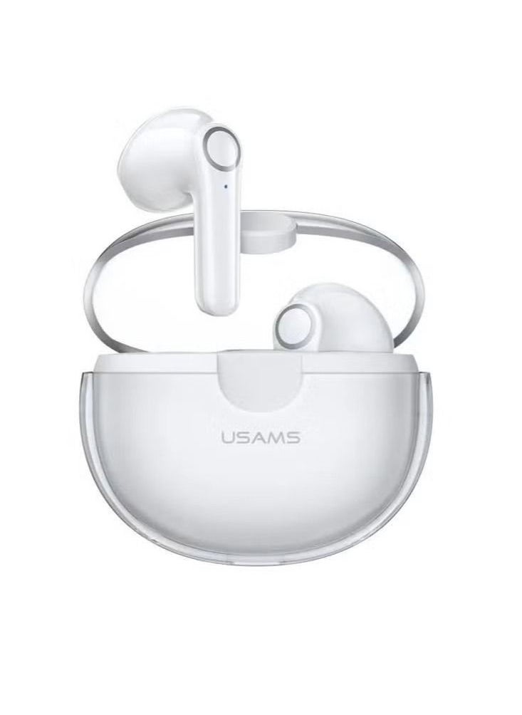 Usams - Bluetooth Earbuds True Wireless Charging Case HiFi Quality Sound Water Resistant TWS Earbuds White - Image 1
