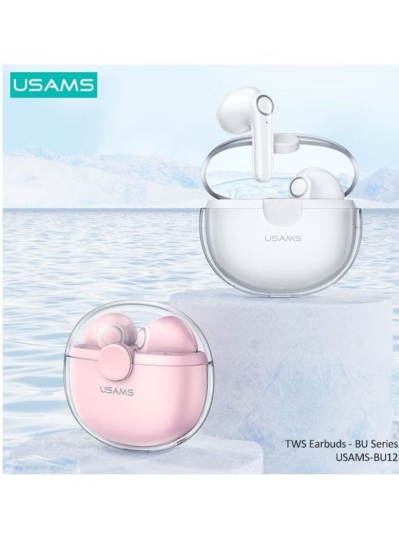 Usams - Bluetooth Earbuds True Wireless Charging Case HiFi Quality Sound Water Resistant TWS Earbuds White - Image 1