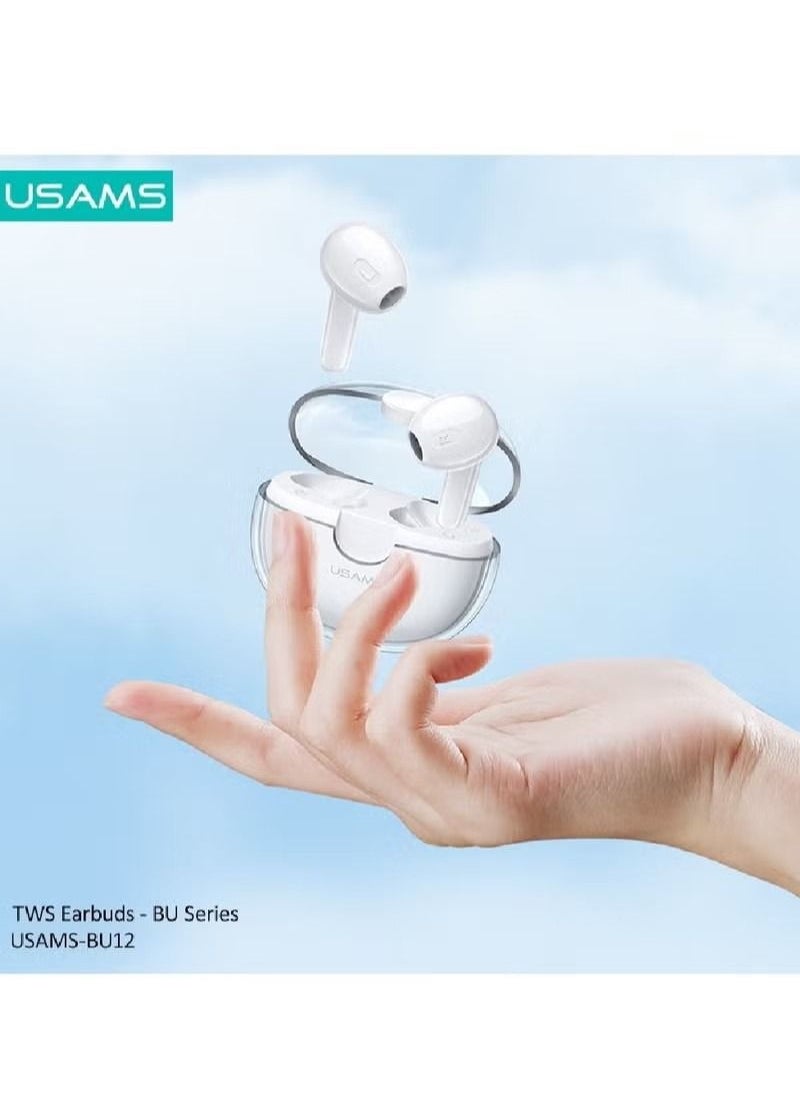 Usams - Bluetooth Earbuds True Wireless Charging Case HiFi Quality Sound Water Resistant TWS Earbuds White - Image 1