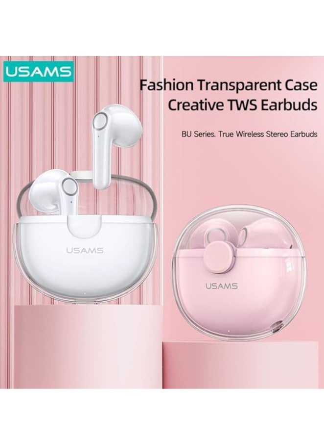 Usams - Bluetooth Earbuds True Wireless Charging Case HiFi Quality Sound Water Resistant TWS Earbuds White - Image 1