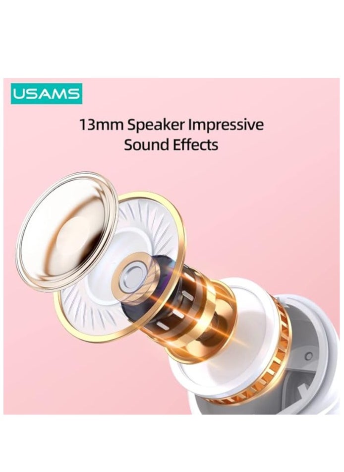 Usams - Bluetooth Earbuds True Wireless Charging Case HiFi Quality Sound Water Resistant TWS Earbuds White - Image 1