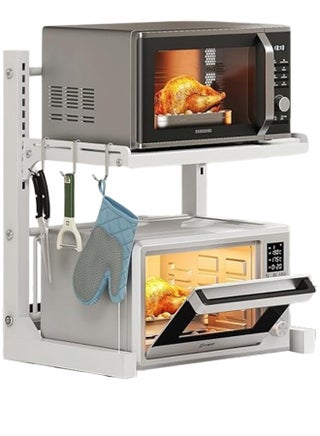 Extendable Microwave Oven Rack Microwave/Toaster Shelf Heavy Duty Stand Kitchen Counter Top Organizer Adjustable Height & Length 3-Tier with 6 Hooks (3 Layers of White) - pzsku/ZA7B31EFB59BCB26139D9Z/45/1743672058/9ba2ff8d-375c-45e9-a8f3-825278753433