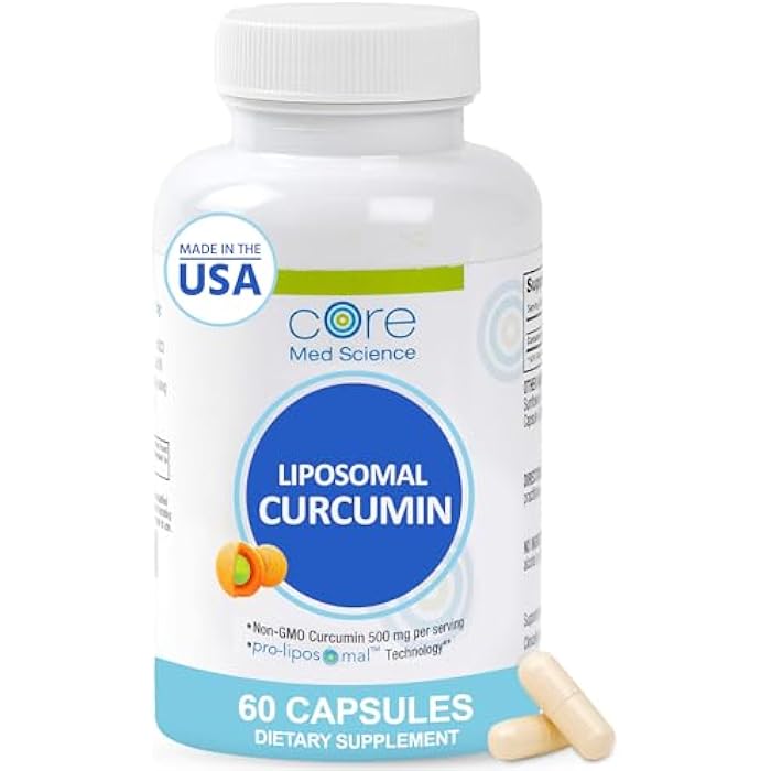 Core Med Science Liposomal Curcumin Capsules, 500mg - Pure Turmeric Extract Supplement - High Absorption Joint & Heart Health Support for Adults - Promotes Cognitive & Brain Health, Non-GMO (60 Count) - Image 1