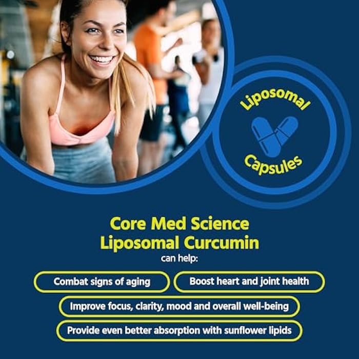 Core Med Science Liposomal Curcumin Capsules, 500mg - Pure Turmeric Extract Supplement - High Absorption Joint & Heart Health Support for Adults - Promotes Cognitive & Brain Health, Non-GMO (60 Count) - Image 2