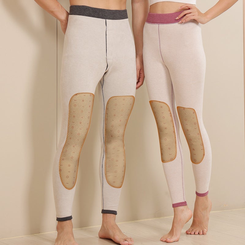 Down Silk Velvet Thickeneded Thermal Intimates Couple Set Men And Women Shoulder Pads And Knee Pads Warm Patch Autumn Clothes And Long Trousers - Image 4