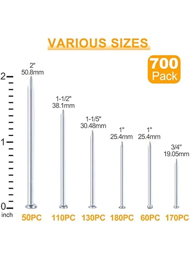 Arabest Assorted Finish Nails Kit for Hanging Pictures, Includes 700pcs Hardware Nails, Up to 2 Long Frame and Finishing Nails for Wall, Drywall, and Wood Installation.  - Image 2