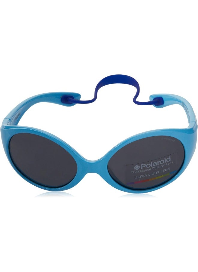 Polaroid Kids Unisex UV Protection Oval Sunglasses - Pld 8010/S Azure 47 - Lens Size 47 Mm  - Image 2