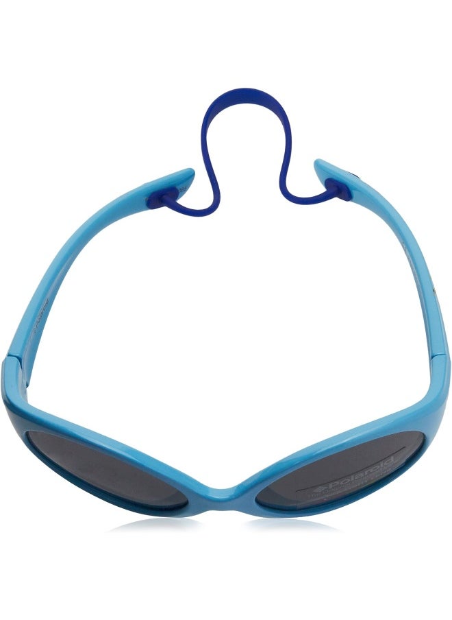 Polaroid Kids Unisex UV Protection Oval Sunglasses - Pld 8010/S Azure 47 - Lens Size 47 Mm  - Image 4