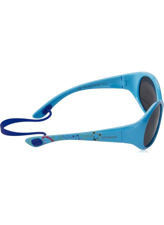 Polaroid Kids Unisex UV Protection Oval Sunglasses - Pld 8010/S Azure 47 - Lens Size 47 Mm  - Image 3