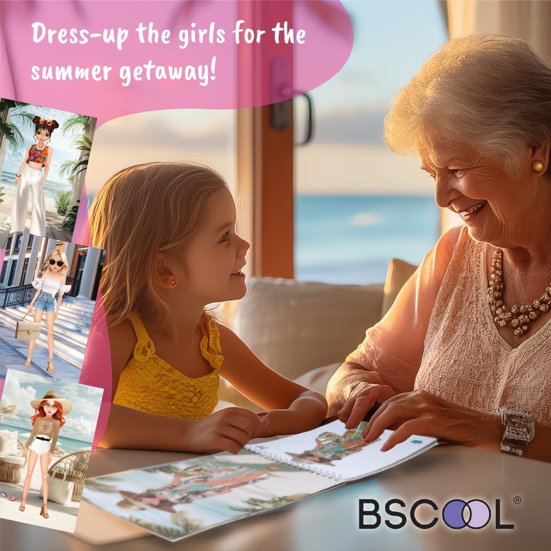 BSCOOL Sticker Dress Up Summer Holiday Theme - Sticker Activity Book for Kids. Learn Girls Fashion Design with Stickers and Guides for Kids 5 and Up. Dress Up Games - Image 3